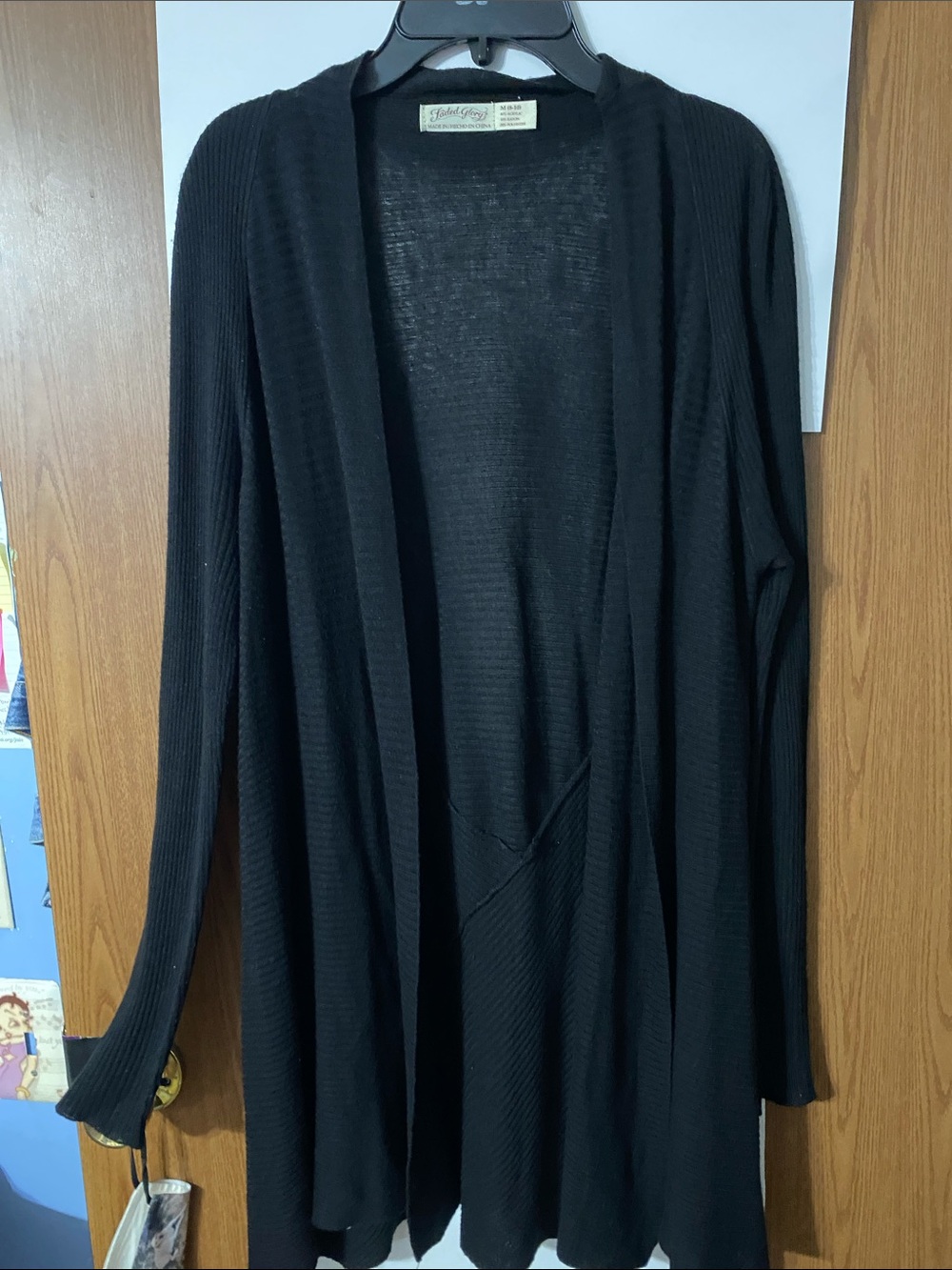 Faded Glory Black Open-Front Ribbed Cardigan